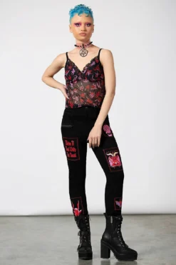 KILLSTAR Dealer Patched High-Waisted Skinny Jeans