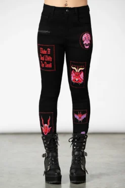 KILLSTAR Dealer Patched High-Waisted Skinny Jeans -Kill Star Store DEALER PATCHED JEANS WOMENS F
