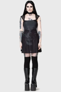 KIHILIST Death Valley Mini Dress with Custom Skull Print
