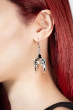 KILLSTAR Demon Night Drop Earrings - Gothic Bat Wing Design