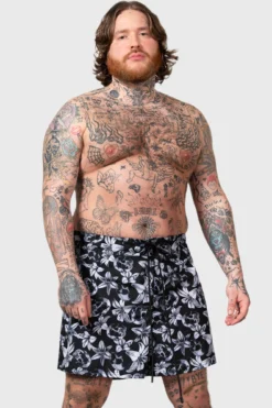 KILLSTAR Denarian's Coin Plus Size Swim Shorts -Kill Star Store DENARIANS COIN SWIM SHORTS PLUS M E