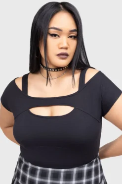 KILLSTAR Desolium Cold Shoulder Crop Top -Kill Star Store DESOLIUMTOP PLUS C