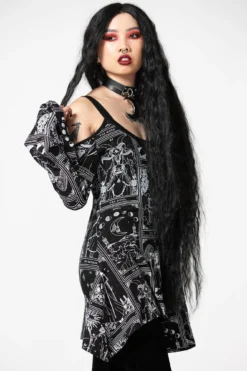 Killstar Destiny Cold-Shoulder Bell Sleeve Top -Kill Star Store DESTINY COLD SHOULDER TOP W D