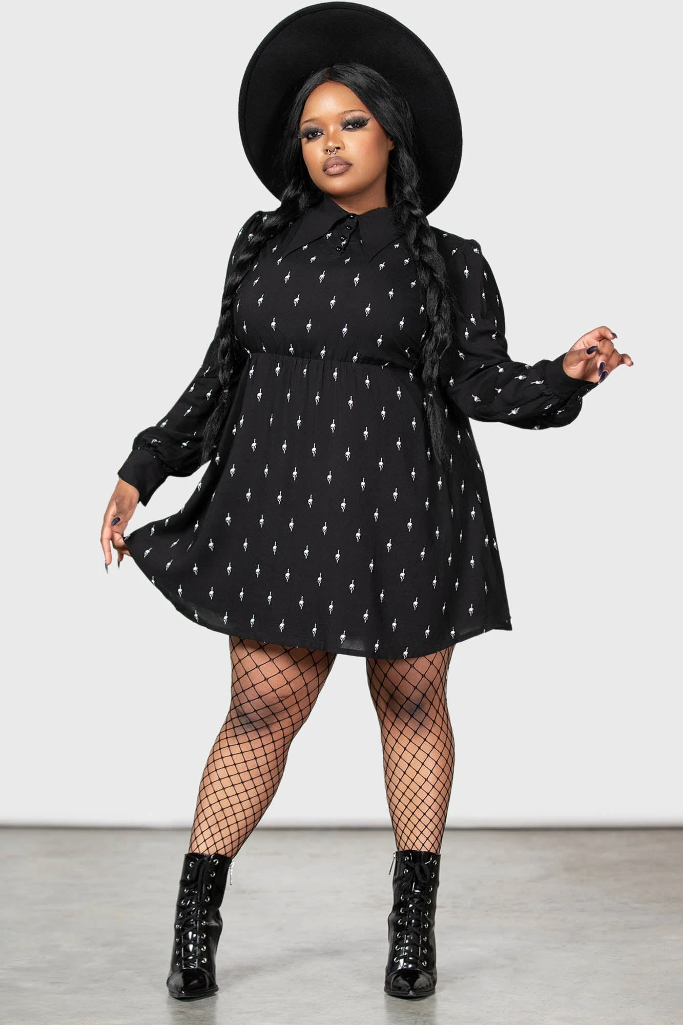 KILLSTAR x Wednesday Detest Babydoll Mini Dress - Plus Size 3 KILLSTAR x Wednesday Detest Babydoll Mini Dress - Plus Size - Image 3