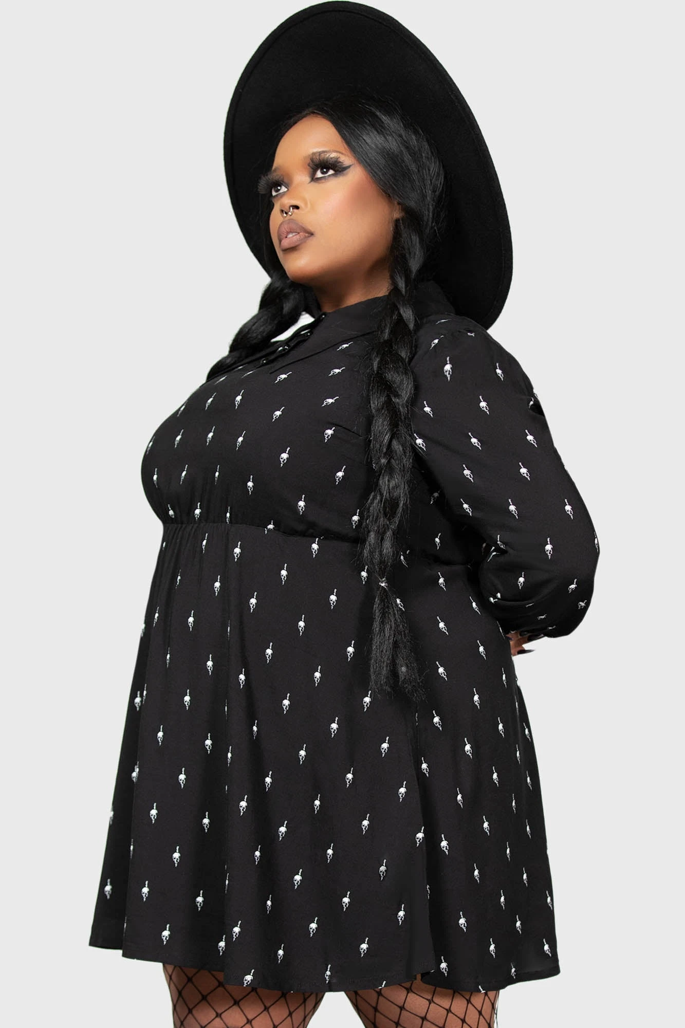 KILLSTAR x Wednesday Detest Babydoll Mini Dress - Plus Size 4 KILLSTAR x Wednesday Detest Babydoll Mini Dress - Plus Size - Image 4