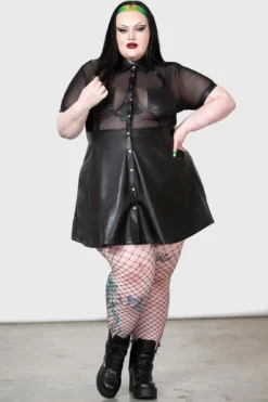 Killstar Day Of Detriment Plus Size PU & Mesh Dress -Kill Star Store DETRIMENT DRESS PLUS W E