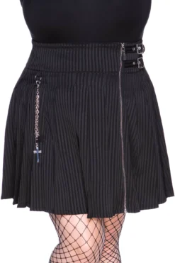 KILLSTAR Devil In Disguise Pinstripe Pleated Skirt - Plus Size