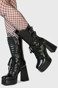 KILLSTAR Dionisia Textured Platform Lace-Up Boots 12 KILLSTAR Dionisia Textured Platform Lace-Up Boots -Kill Star Store DIONISIA BOOTS W D