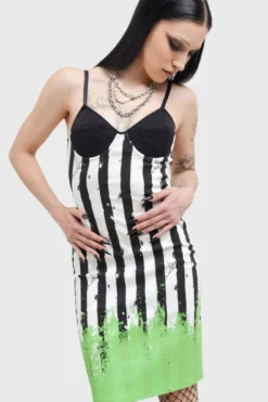 Beetlejuice x KILLSTAR Distressed Stripe Bodycon Mini Dress