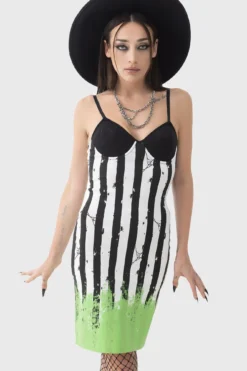 Beetlejuice x KILLSTAR Distressed Stripe Bodycon Mini Dress -Kill Star Store DISTRESSED STRIPE BODYCON DRESS W B 75763400 7458 43a3 93e4 d00a0cabc741