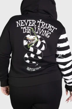 Killstar x Beetlejuice Distressed Stripe Zip Hoodie -Kill Star Store DISTRESSED STRIPE HOODIE PLUS W C e87e3421 b233 4ac7 91a9 fa0a75f3704c