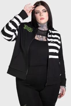 Killstar x Beetlejuice Distressed Stripe Zip Hoodie -Kill Star Store DISTRESSED STRIPE HOODIE PLUS W E b193aef0 6814 4bc9 88e8 bfd8cc14c66a