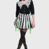 Killstar x Beetlejuice Distressed Stripe Pleated Mini Skirt