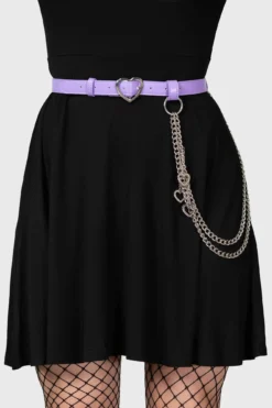 Dollis Heart Charm & Chain Belt in Pastel Purple