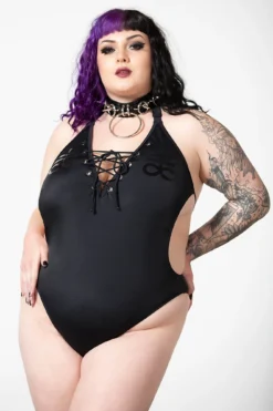KILLSTAR Doro Plus Size Lace-Up Swimsuit -Kill Star Store DORO SWIMSUIT PLUS W D
