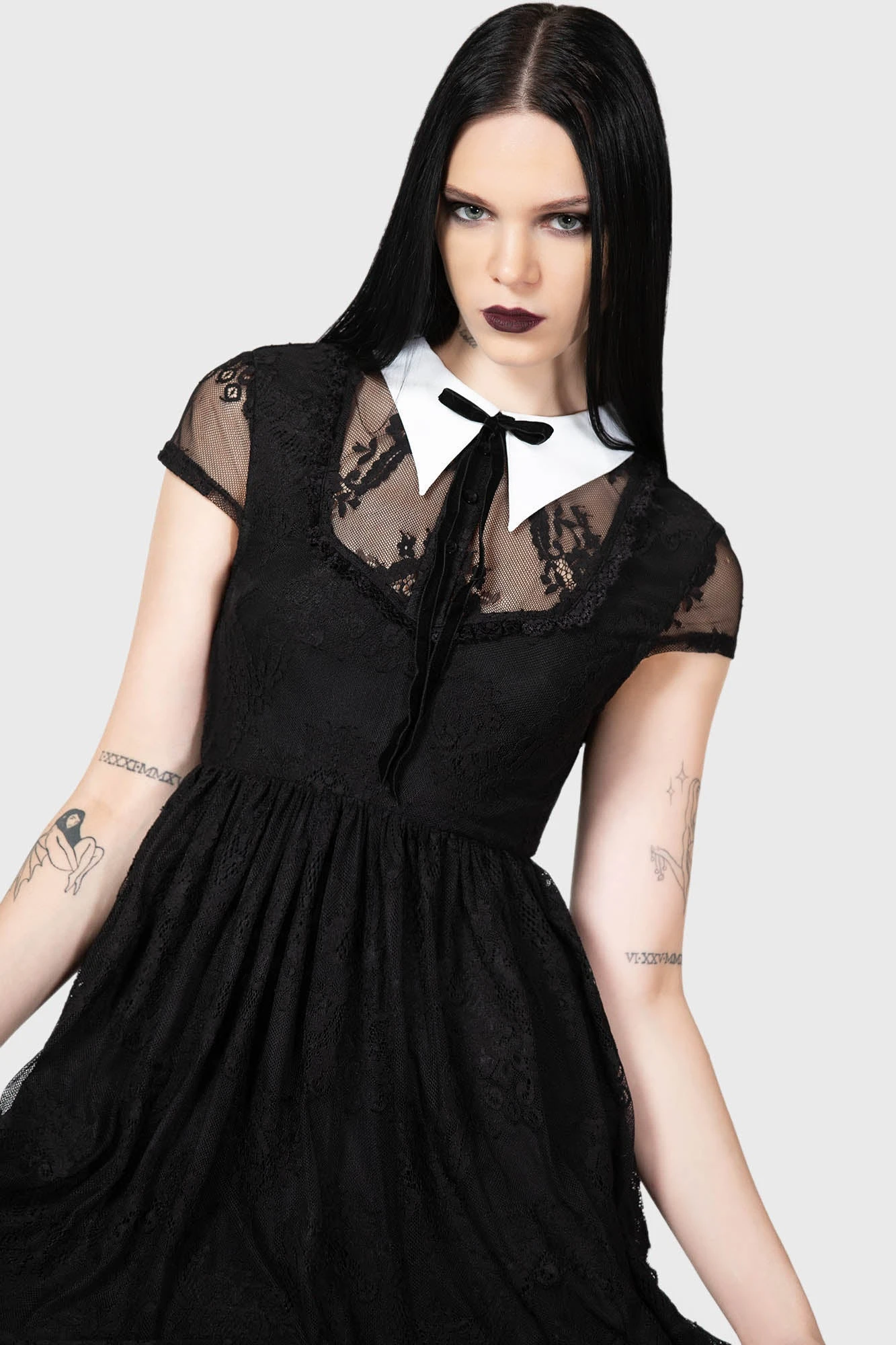 KILLSTAR Dreadful Lace Babydoll Dress with Contrast Collar 2 KILLSTAR Dreadful Lace Babydoll Dress with Contrast Collar - Image 2