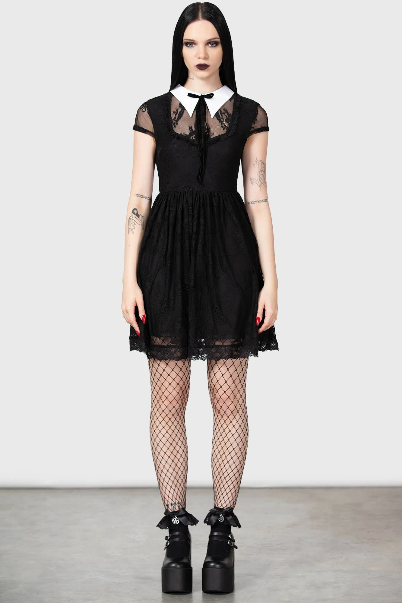 KILLSTAR Dreadful Lace Babydoll Dress with Contrast Collar 3 KILLSTAR Dreadful Lace Babydoll Dress with Contrast Collar - Image 3