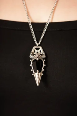 KILLSTAR Drogonight Statement Necklace - Black Resin Gem