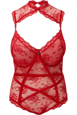 KILLSTAR Dark Desire Scarlet Lace Bodysuit - Plus Size