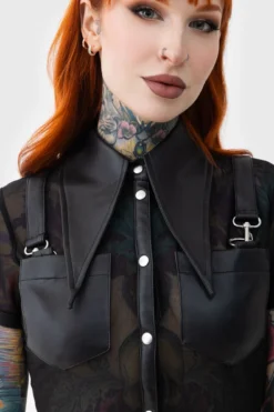 Killstar Dark Halo Crop Shirt with Faux Leather Accents