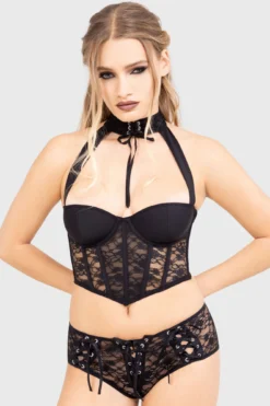 Killstar Death Petal Lace Corset Bra -Kill Star Store DeathPetalBra E