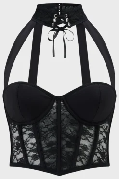 Killstar Death Petal Lace Corset Bra -Kill Star Store Death Petal Bra Black 1