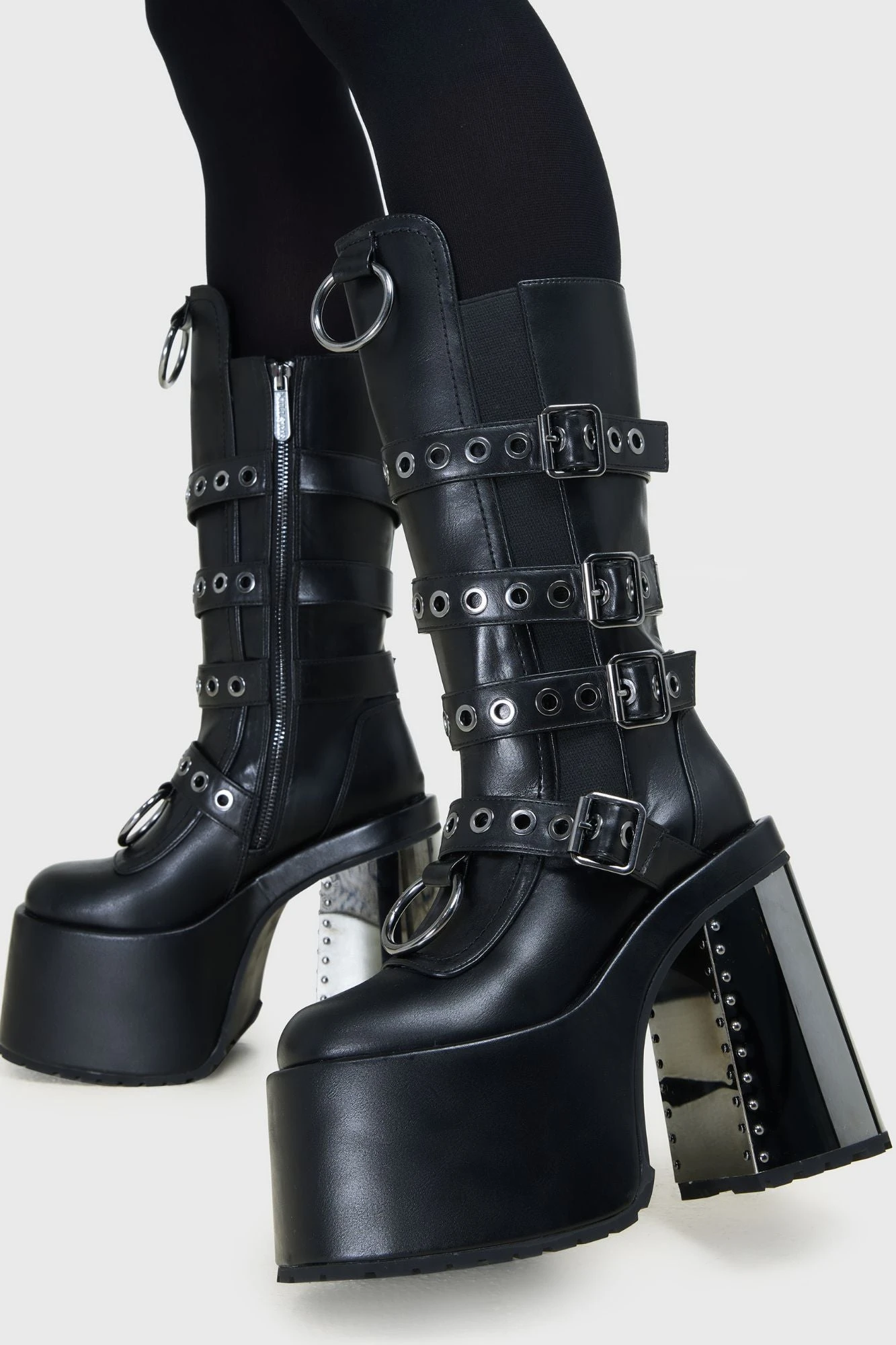 KILLSTAR Dominia Boots - Gunmetal Platform Goth Boots 2 KILLSTAR Dominia Boots - Gunmetal Platform Goth Boots - Image 2