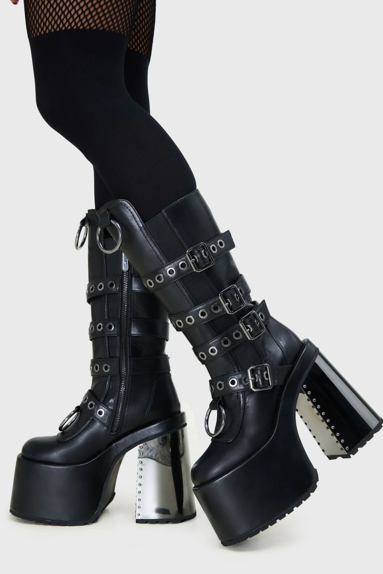 KILLSTAR Dominia Boots - Gunmetal Platform Goth Boots 3 KILLSTAR Dominia Boots - Gunmetal Platform Goth Boots - Image 3