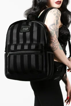 Killstar Earn Your Stripes Flocked Denim Backpack