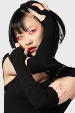 Killstar Elvyne Distressed Ribbed Gloves with Thumbholes 5 Killstar Elvyne Distressed Ribbed Gloves with Thumbholes -Kill Star Store ELVYNE GLOVES W D