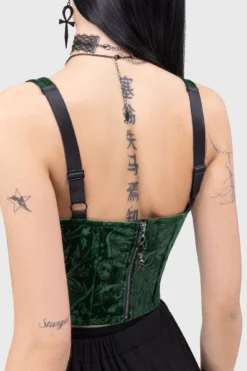 KILLSTAR Emerald Envy Velvet Corset Top -Kill Star Store EMERALD ENVY CORSET D
