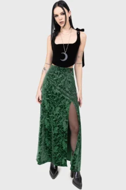 KILLSTAR Emerald Envy Velvet Maxi Skirt