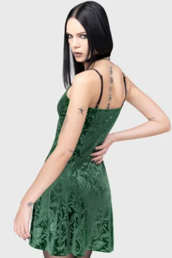 KILLSTAR Emerald Envy Mini Dress - Luxe Embossed Velvet 10 KILLSTAR Emerald Envy Mini Dress - Luxe Embossed Velvet -Kill Star Store EMERALD ENVY MINI DRESS E