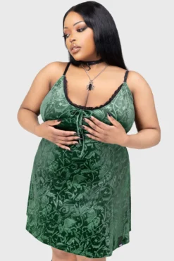 KILLSTAR Emerald Envy Mini Dress - Luxe Embossed Velvet 11 KILLSTAR Emerald Envy Mini Dress - Luxe Embossed Velvet -Kill Star Store EMERALD ENVY MINI DRESS PLUS B