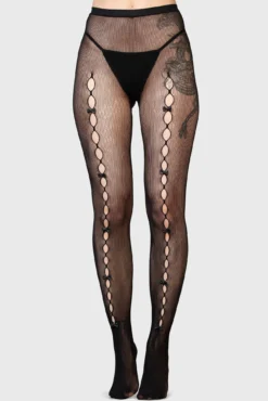 Killstar Empty Promise Fishnet Tights - Reversible with Bow Detail 8 Killstar Empty Promise Fishnet Tights - Reversible with Bow Detail -Kill Star Store EMPTY PROMISE TIGHTS W F