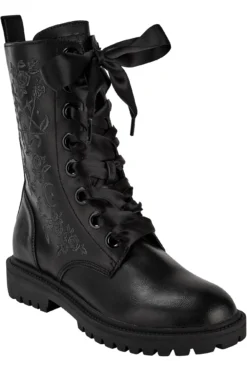 Killstar Enchanted Embroidered Combat Boots -Kill Star Store ENCHANTED COMBAT BOOTS