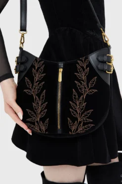 KILLSTAR Enchanted Fern Bag - Gothic Embroidery & Gold Hardware -Kill Star Store ENCHANTEDFERNBAG C