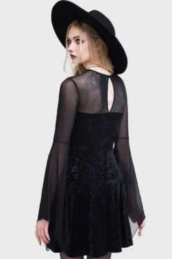Killstar Enigma Garden Velvet Mini Dress - Gothic Plus Size Style -Kill Star Store ENIGMAGARDENDRESS F