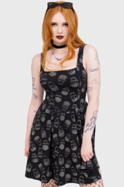 KILLSTAR Enigma Skull Print Skater Dress