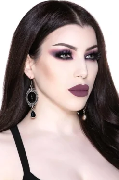 KILLSTAR Ethel Earrings - Silver Gothic Resin Cabochon