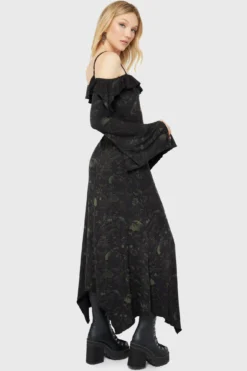 KILLSTAR Eden's Venom Maxi Dress - Asymmetrical Gothic Gown -Kill Star Store Eden sVenomDress F