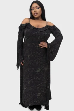 KILLSTAR Eden's Venom Maxi Dress - Asymmetrical Gothic Gown -Kill Star Store Eden sVenomDress PLUS B