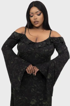 KILLSTAR Eden's Venom Maxi Dress - Asymmetrical Gothic Gown -Kill Star Store Eden sVenomDress PLUS C