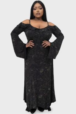 KILLSTAR Eden's Venom Maxi Dress - Asymmetrical Gothic Gown -Kill Star Store Eden sVenomDress PLUS D