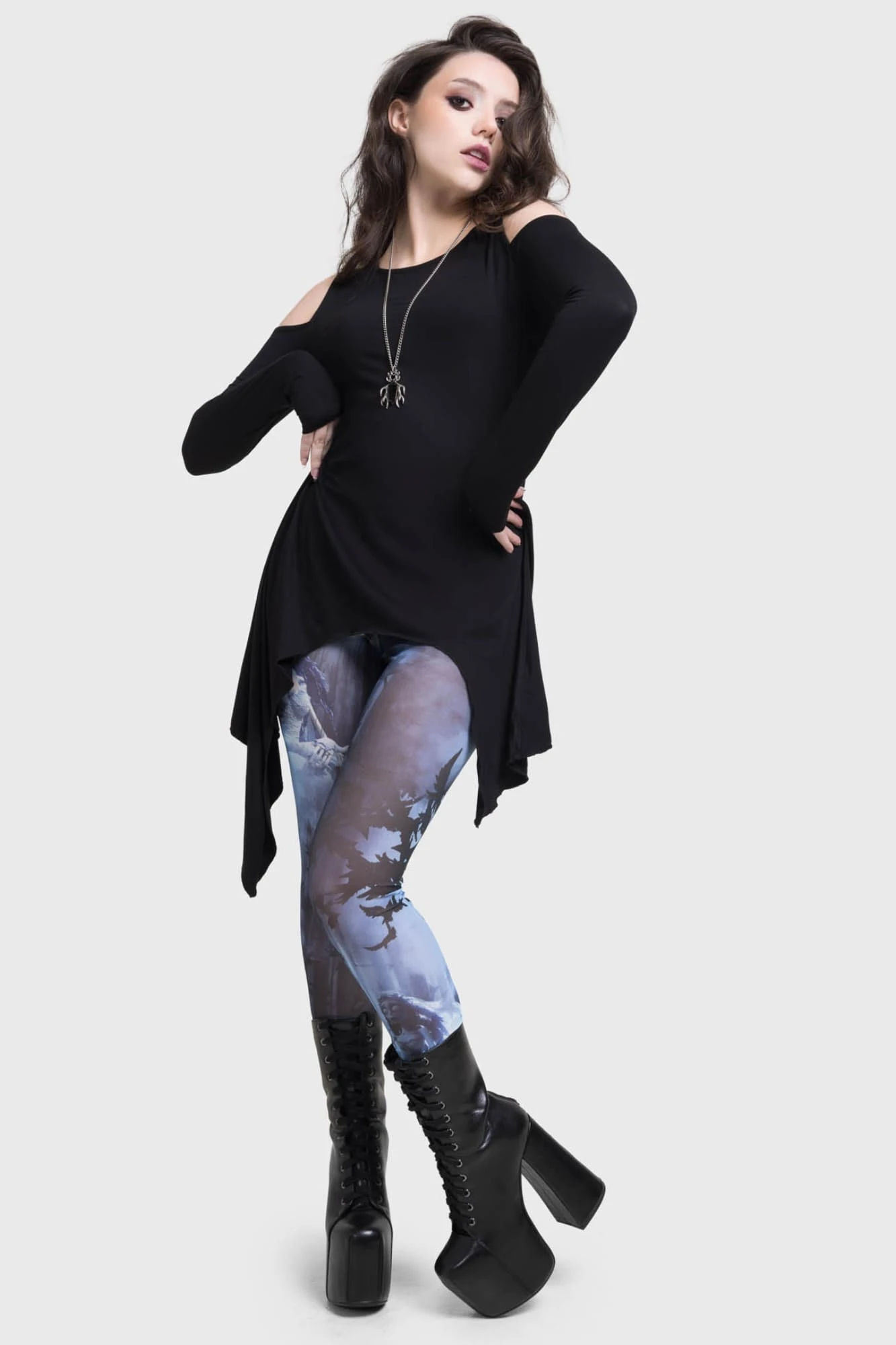 Killstar x Corpse Bride Emily In The Night Mesh Leggings 4 Killstar x Corpse Bride Emily In The Night Mesh Leggings - Image 4