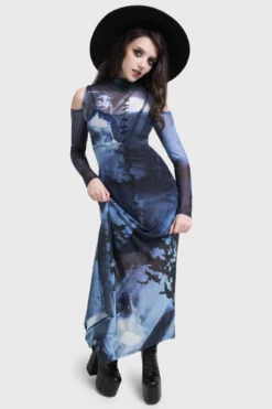 KILLSTAR x Corpse Bride Emily In The Night Maxi Dress - Cold Shoulder Mesh -Kill Star Store EmilyInTheNightMaxiDress 3