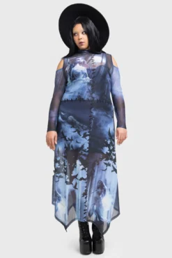KILLSTAR x Corpse Bride Emily In The Night Maxi Dress - Cold Shoulder Mesh -Kill Star Store EmilyInTheNightMaxiDressplus 1