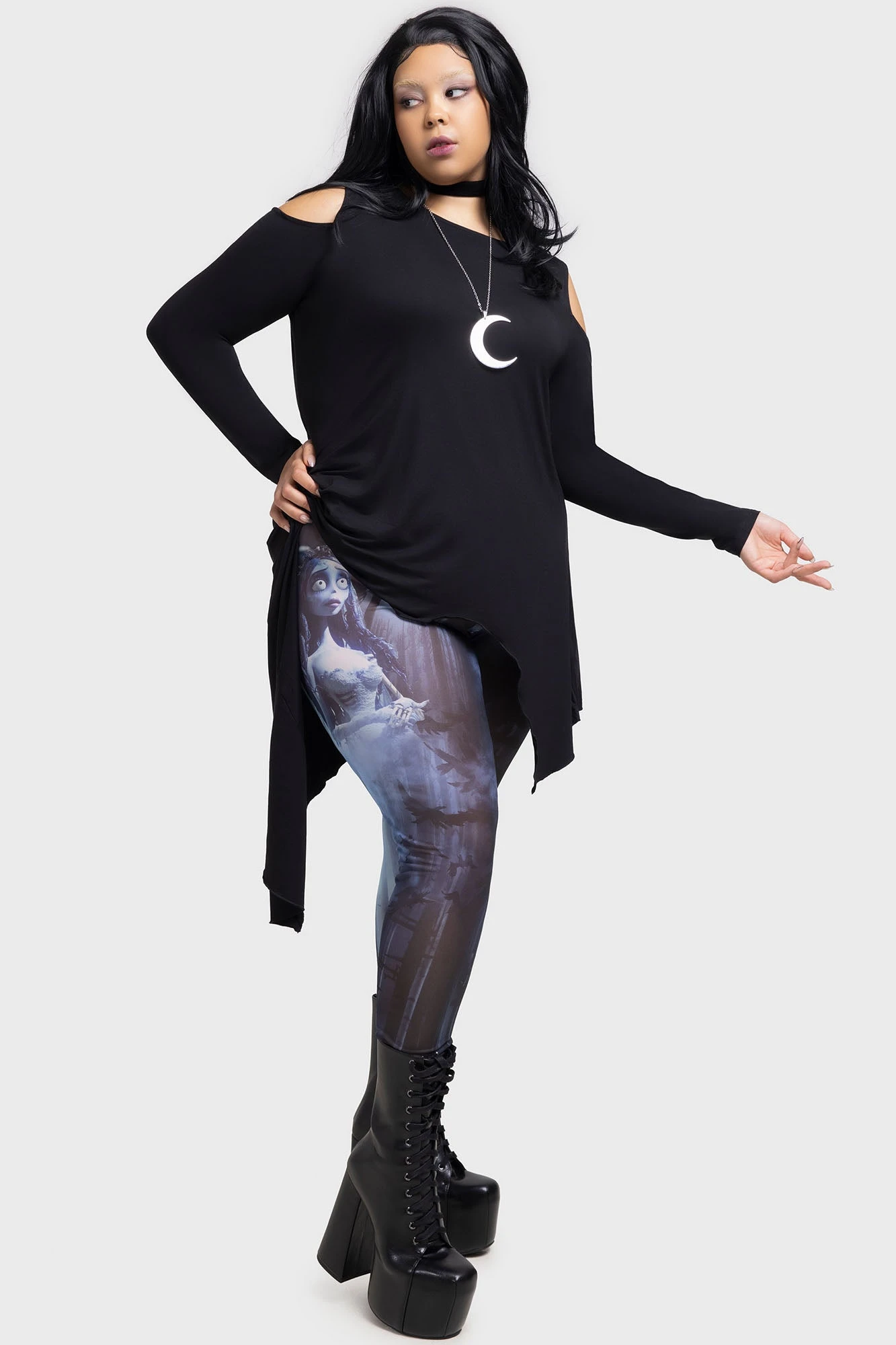 Killstar x Corpse Bride Emily In The Night Mesh Leggings 5 Killstar x Corpse Bride Emily In The Night Mesh Leggings - Image 5