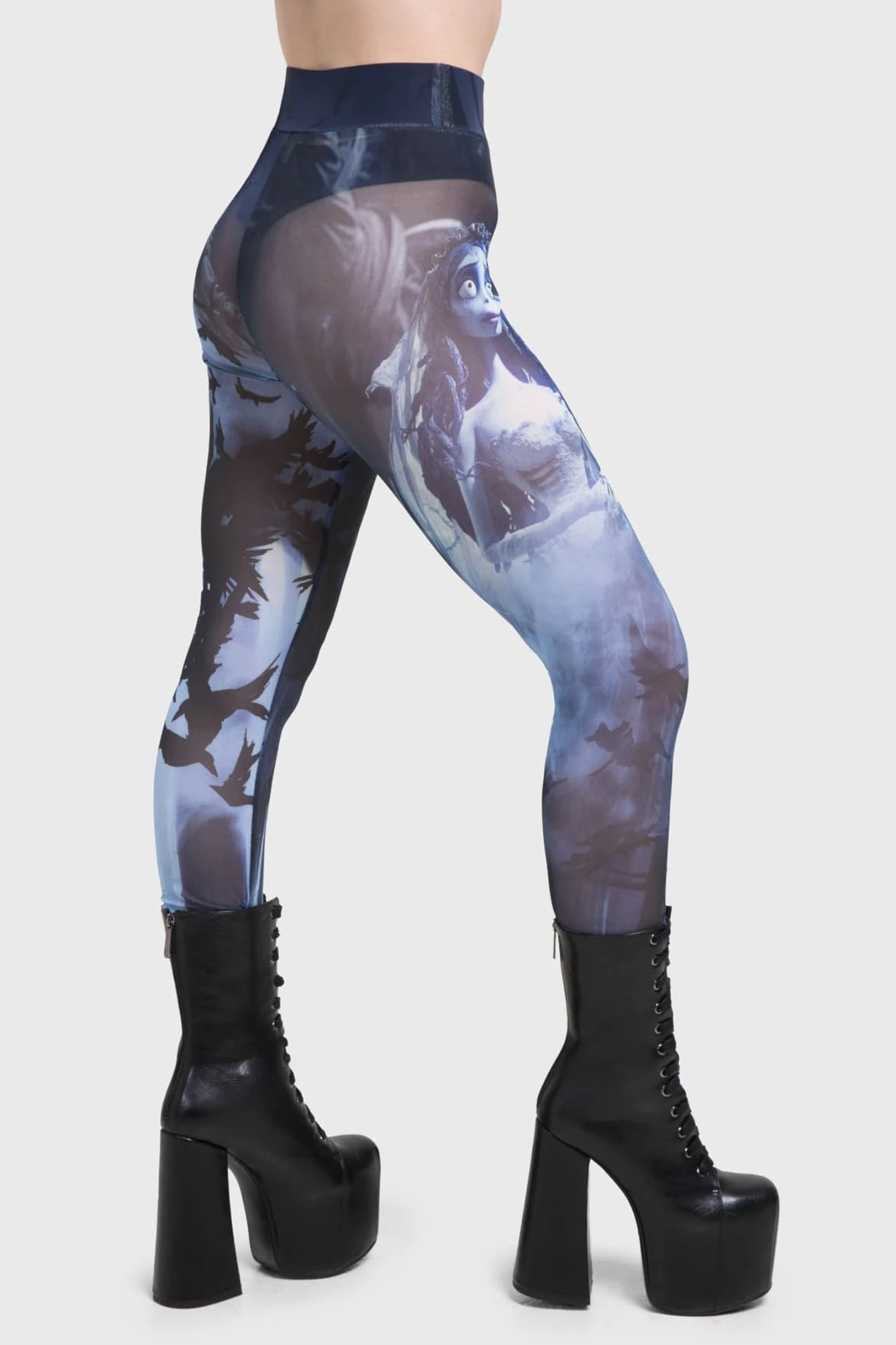 Killstar x Corpse Bride Emily In The Night Mesh Leggings 3 Killstar x Corpse Bride Emily In The Night Mesh Leggings - Image 3