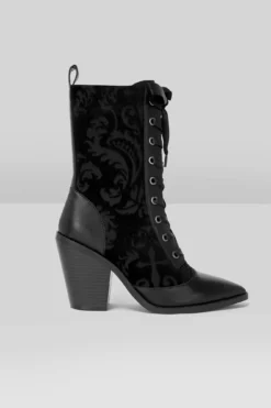 KILLSTAR Enigma's Secret Faux Leather & Velvet Pointed Boots -Kill Star Store Enigma sSecretBoot G